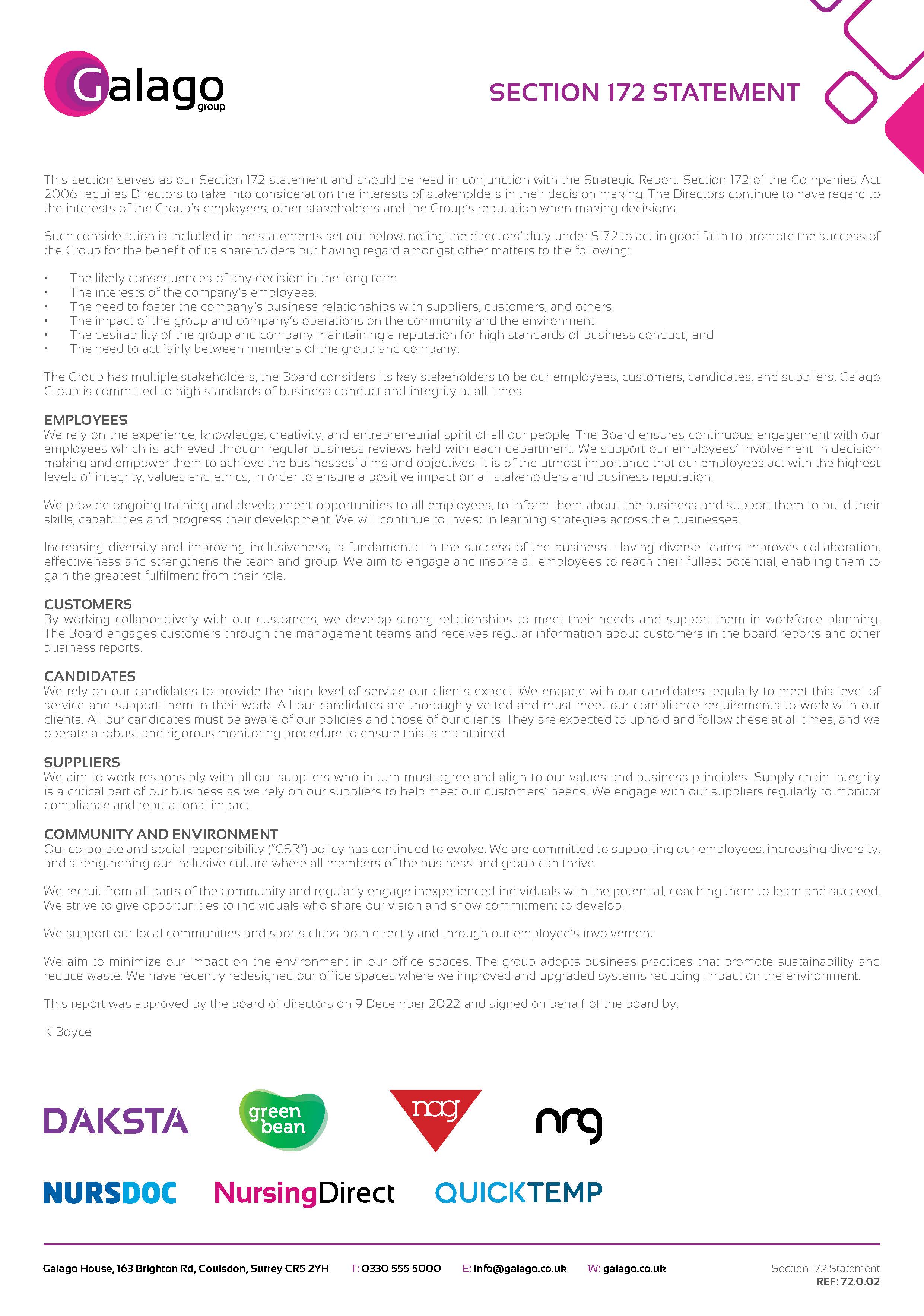 72.0.02 Galago S172 Statement