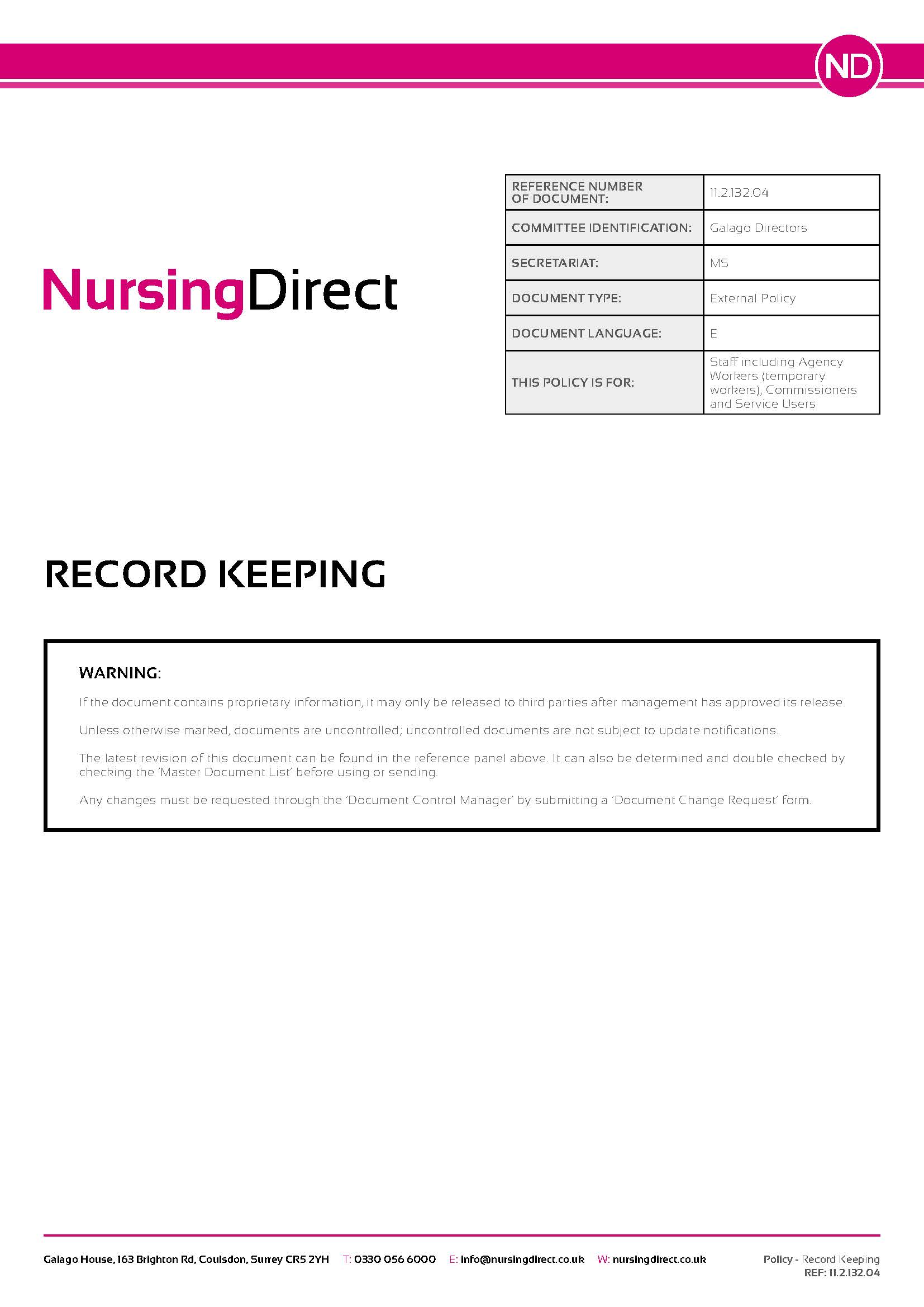 Policy Record Keeping