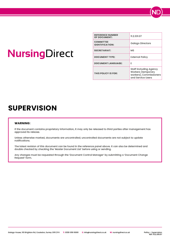 Nursing Direct Policy Supervision