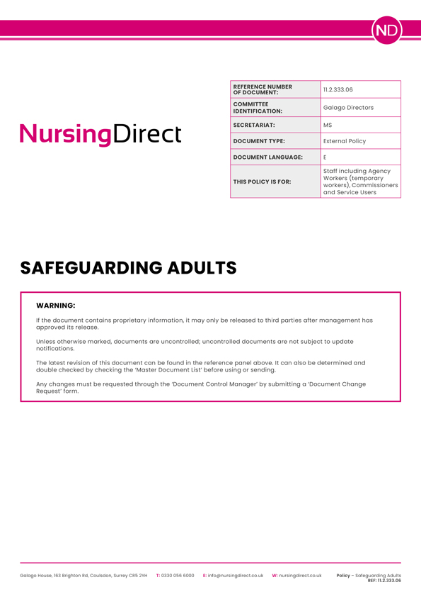 Nursing Direct Policy Safeguarding Adults