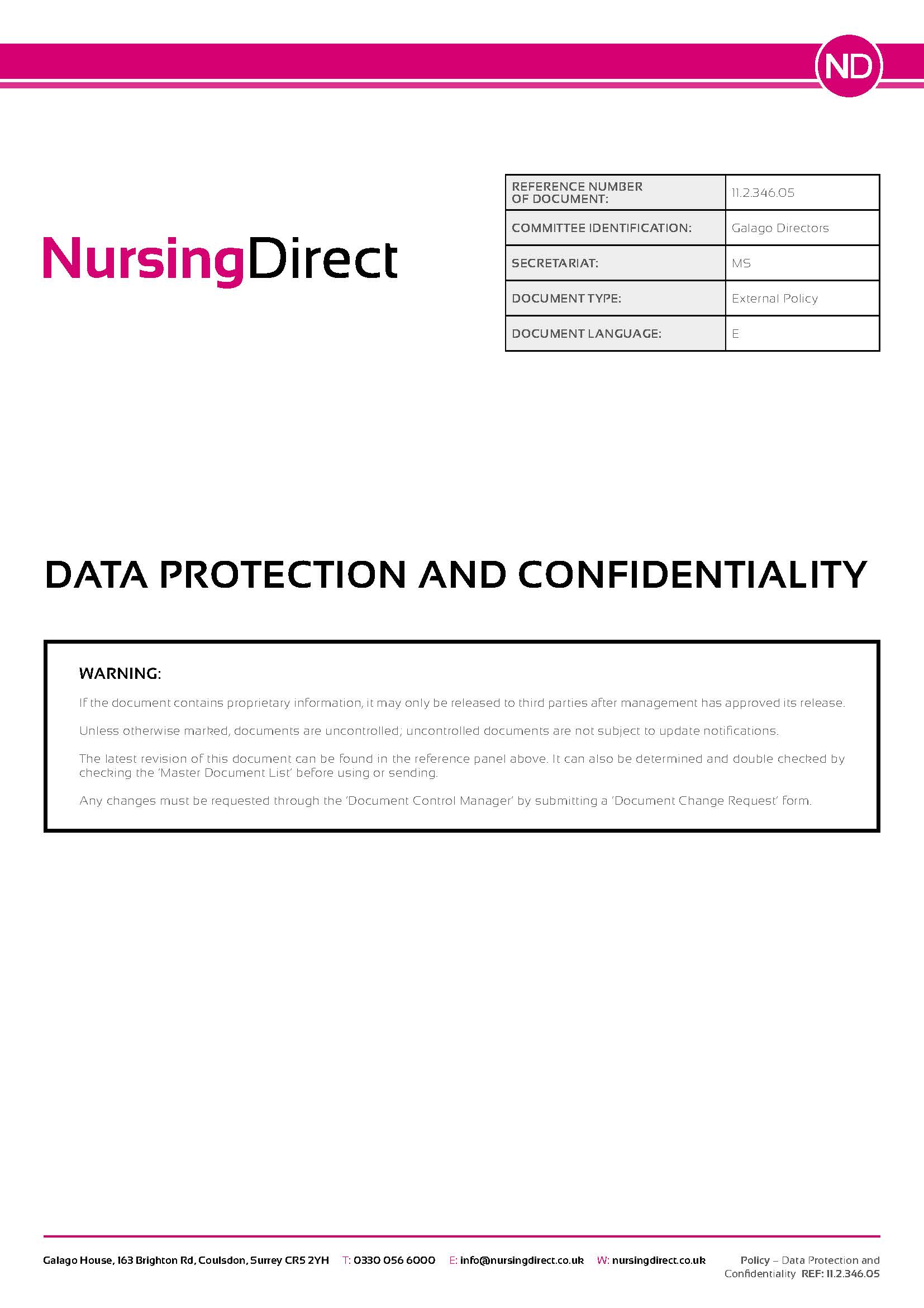 Policy Data Protection and Confidentiality