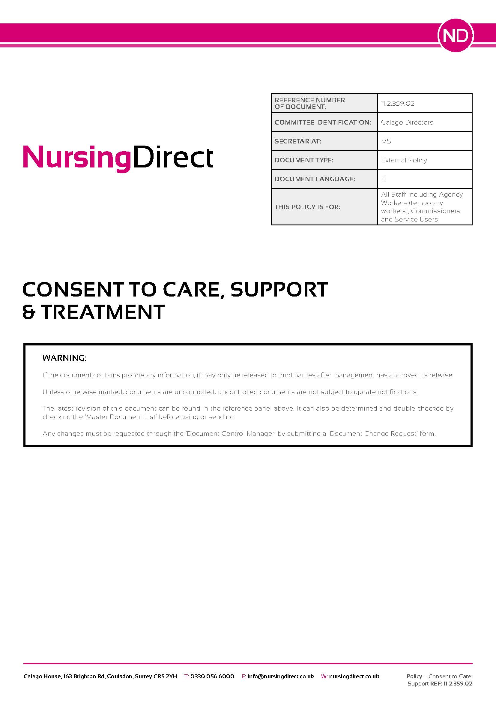 11.2.359.02 NDHL Policy Consent to Care Support and Treatment Page 1