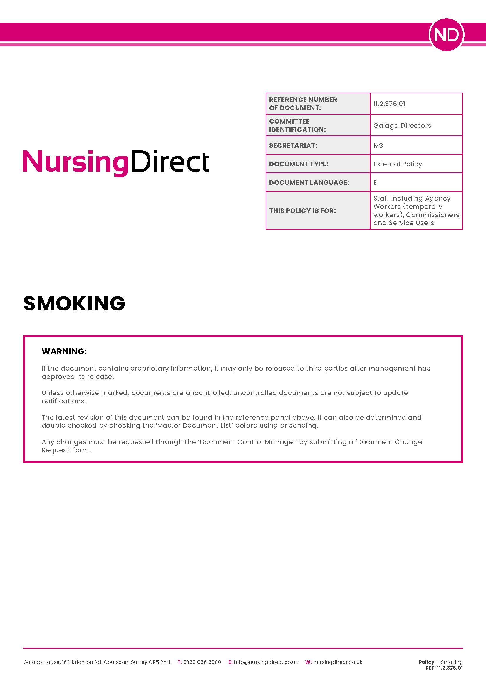 11.2.376.01 NDHL Policy Smoking Page 1