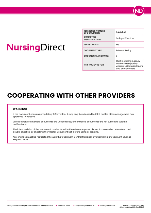 Nursing Direct Policy Cooperating with Other Providers